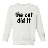 The Cat Did It Toddler Boys Crewneck Sweatshirt White