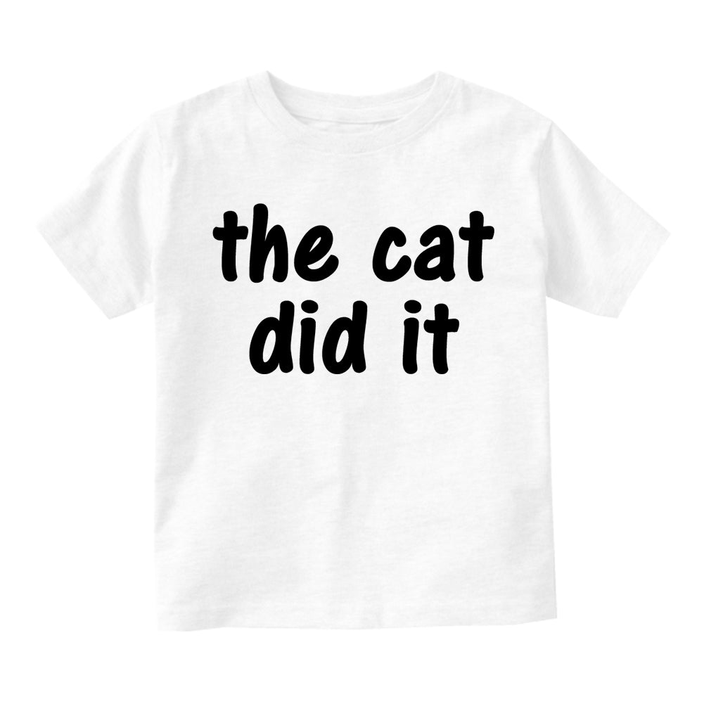 The Cat Did It Toddler Boys Short Sleeve T-Shirt White