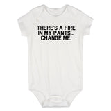 Theres A Fire In My Pants Baby Bodysuit One Piece White