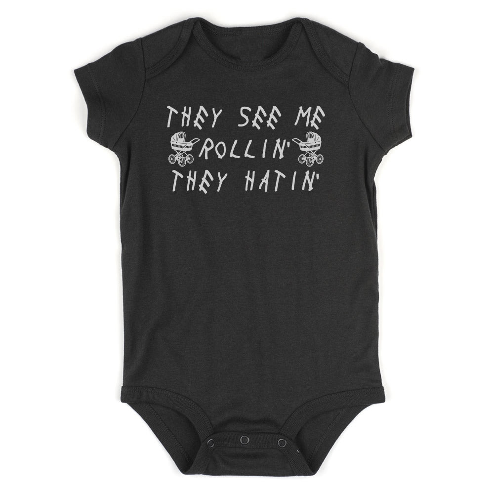 They See Me Rollin They Hatin Baby Bodysuit One Piece Black