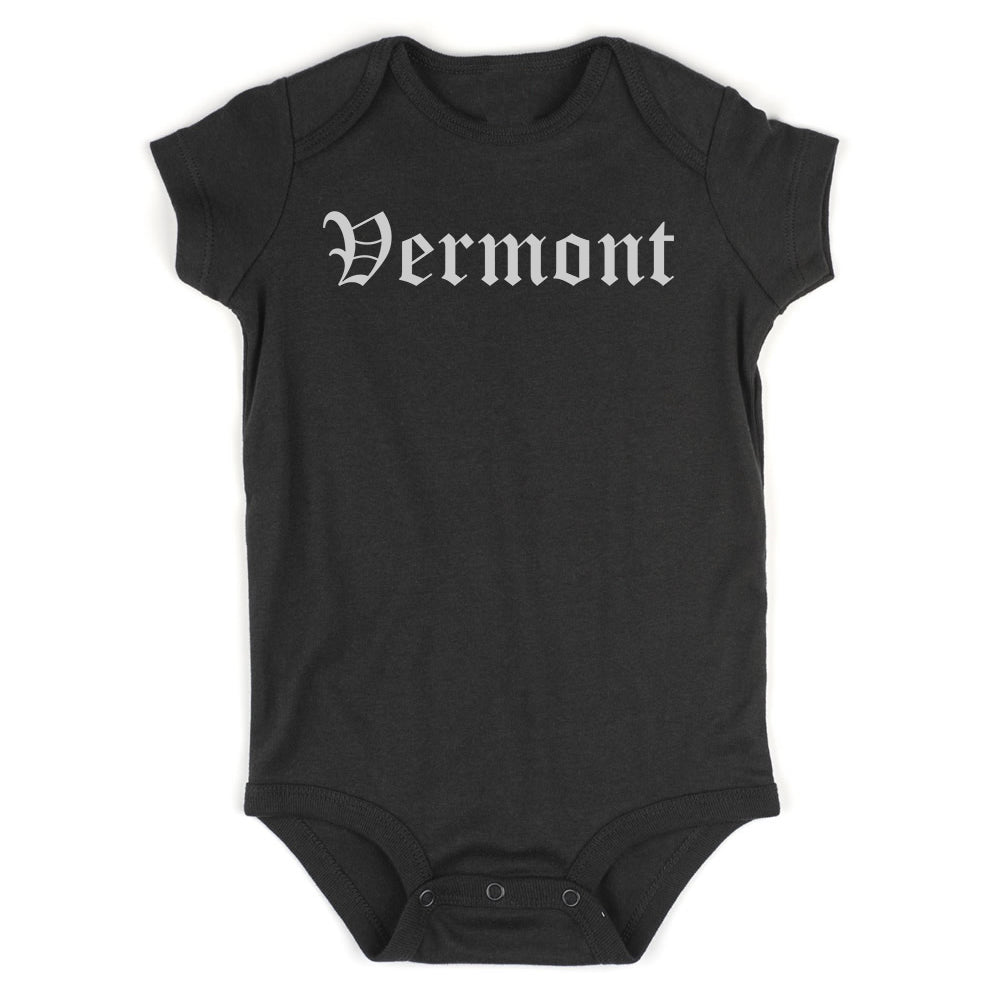 Vermont State Old English Infant Baby Boys Bodysuit Black