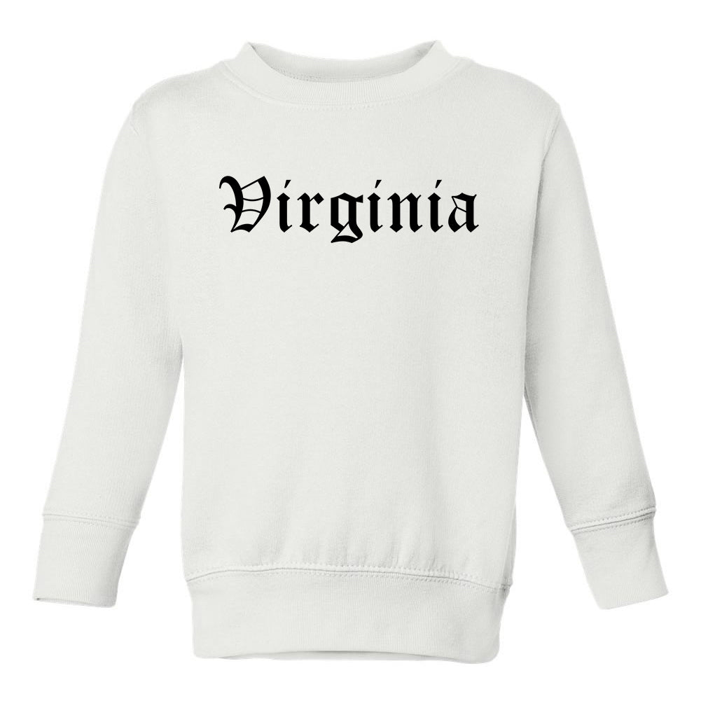 Virginia State Old English Toddler Boys Crewneck Sweatshirt White