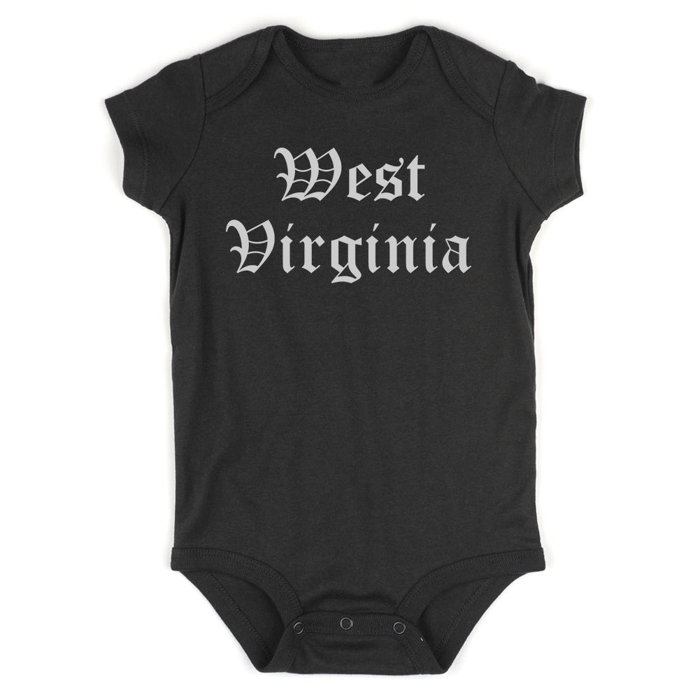 West Virginia State Old English Infant Baby Boys Bodysuit Black