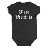 West Virginia State Old English Infant Baby Boys Bodysuit Black