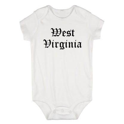West Virginia State Old English Infant Baby Boys Bodysuit White