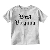 West Virginia State Old English Infant Baby Boys Short Sleeve T-Shirt Grey