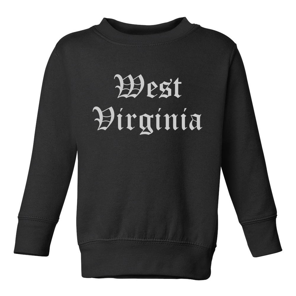West Virginia State Old English Toddler Boys Crewneck Sweatshirt Black