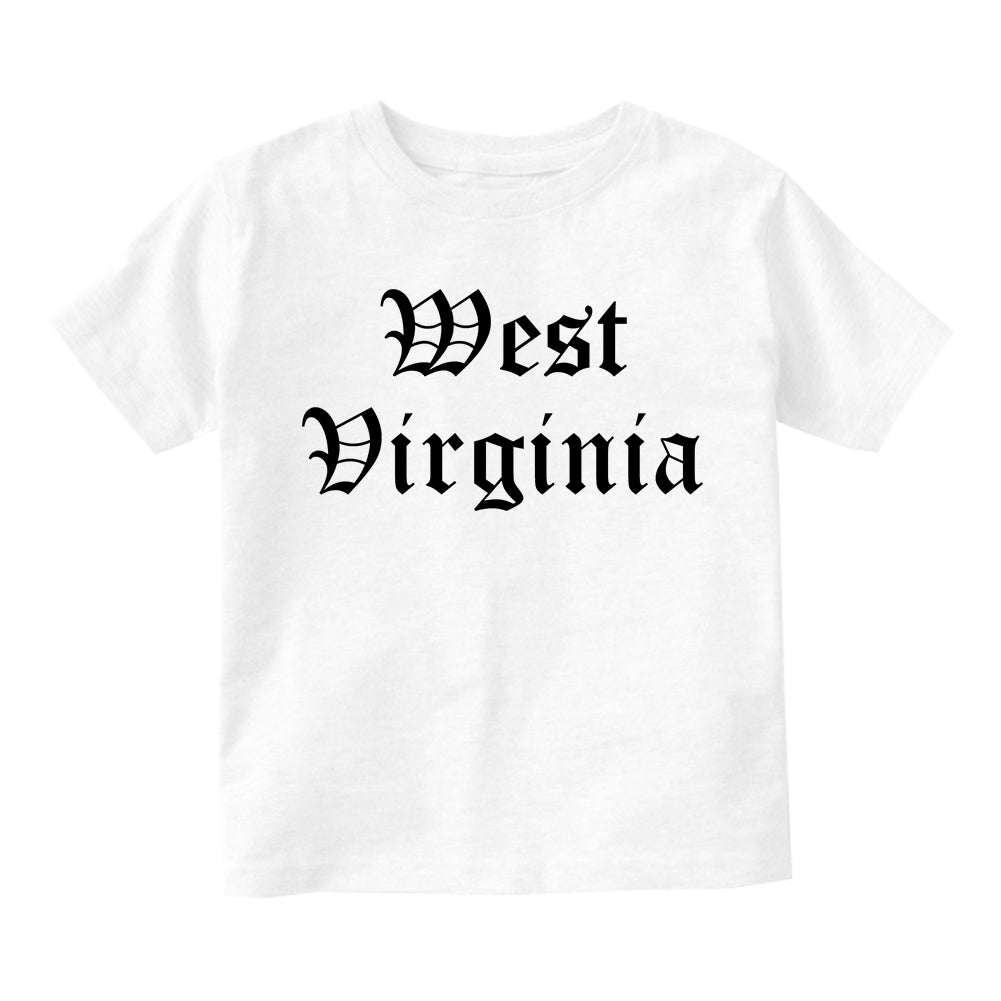 West Virginia State Old English Toddler Boys Short Sleeve T-Shirt White