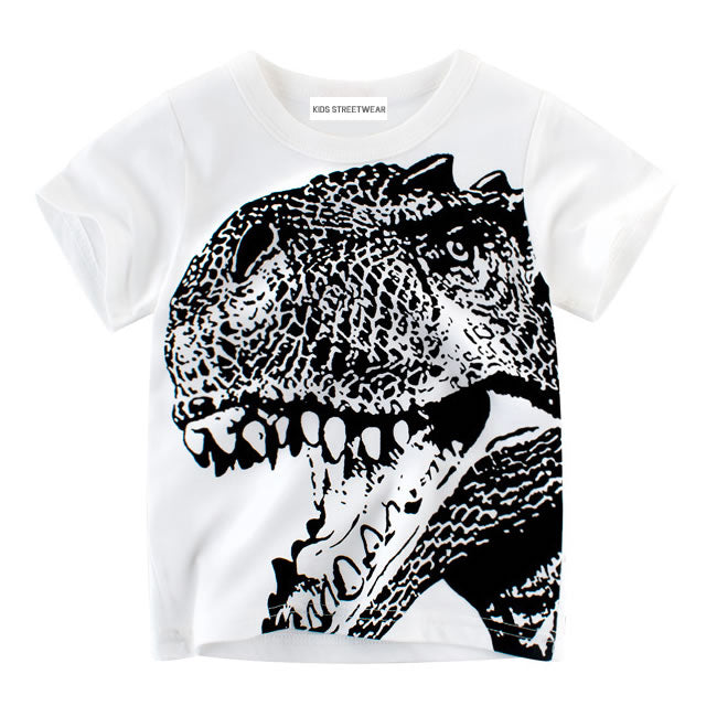 White T-Rex Dinosaur Toddler Boys T-Shirt