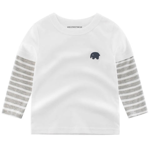 White Elephant Embroidered RM Toddler Boys Long Sleeve Shirt