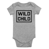 Wild Child Box Logo Infant Baby Boys Bodysuit Grey