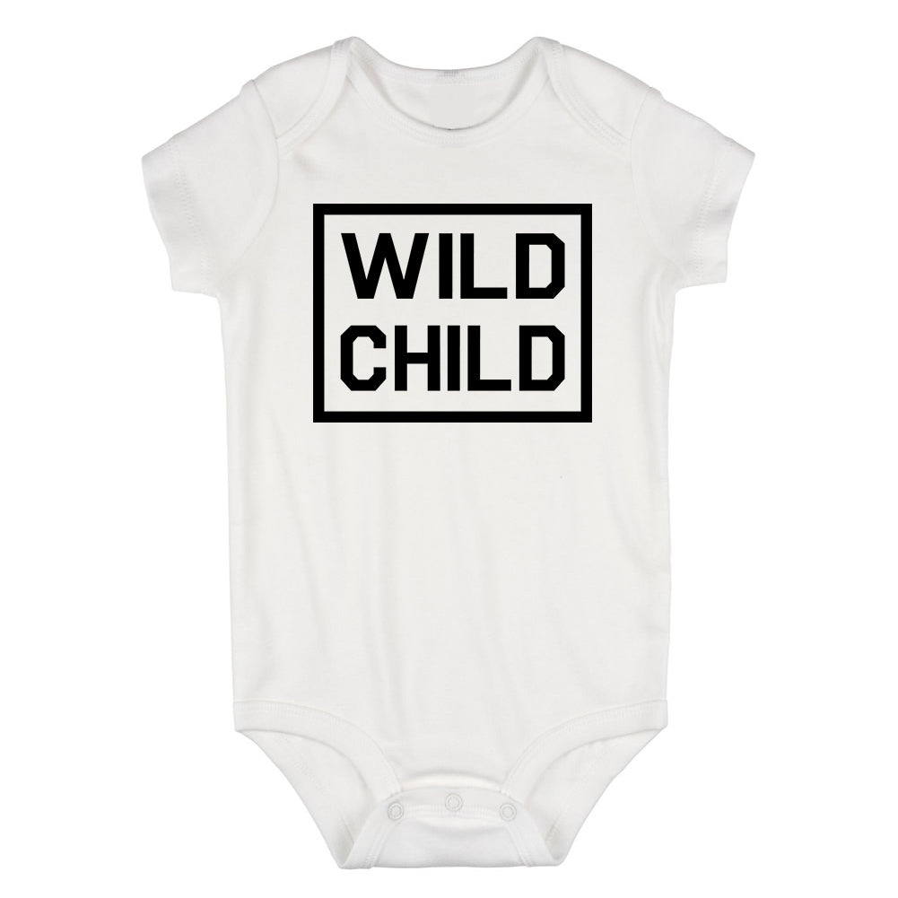 Wild Child Box Logo Infant Baby Boys Bodysuit White