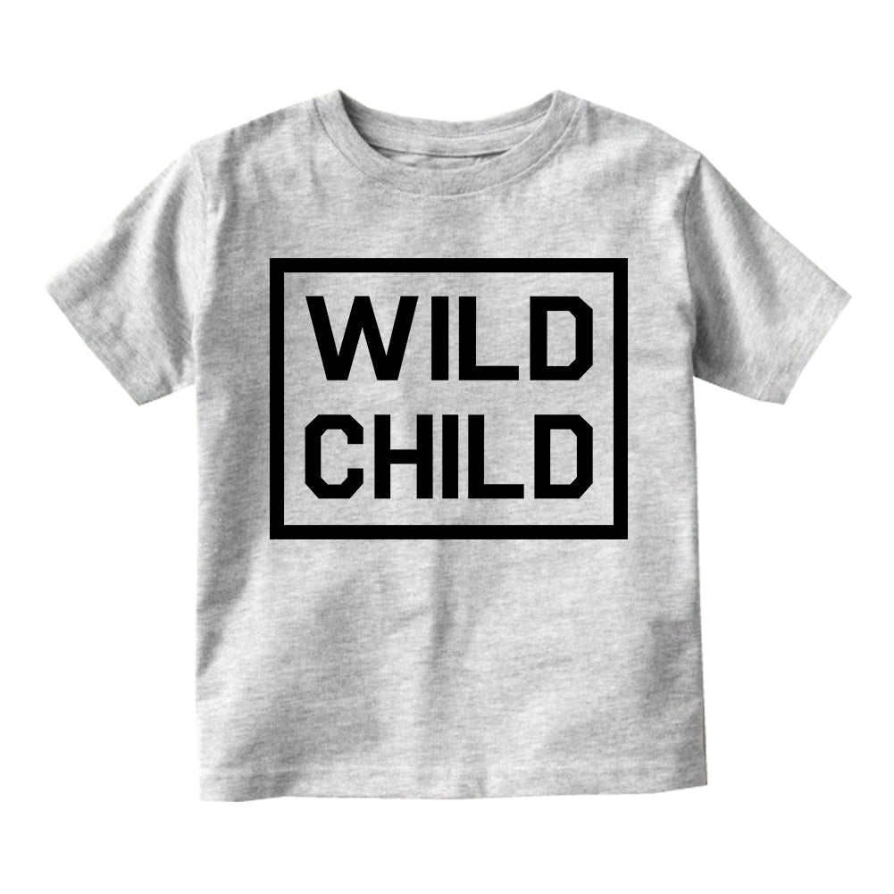 Wild Child Box Logo Toddler Boys Short Sleeve T-Shirt Grey