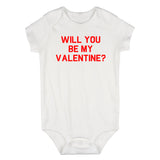 Will You Be My Valentine Day Infant Baby Boys Bodysuit White