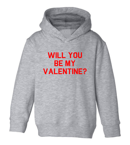 Will You Be My Valentine Day Toddler Boys Pullover Hoodie Grey