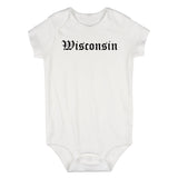 Wisconsin State Old English Infant Baby Boys Bodysuit White