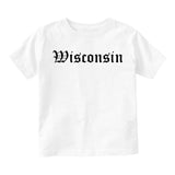 Wisconsin State Old English Infant Baby Boys Short Sleeve T-Shirt White