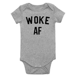 Woke AF Infant Baby Boys Bodysuit Grey