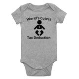 Worlds Cutest Tax Deduction Funny Taxes Infant Baby Boys Bodysuit Grey