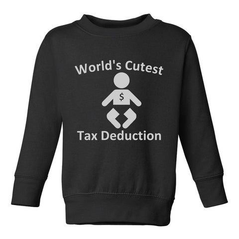 Worlds Cutest Tax Deduction Funny Taxes Toddler Boys Crewneck Sweatshirt Black