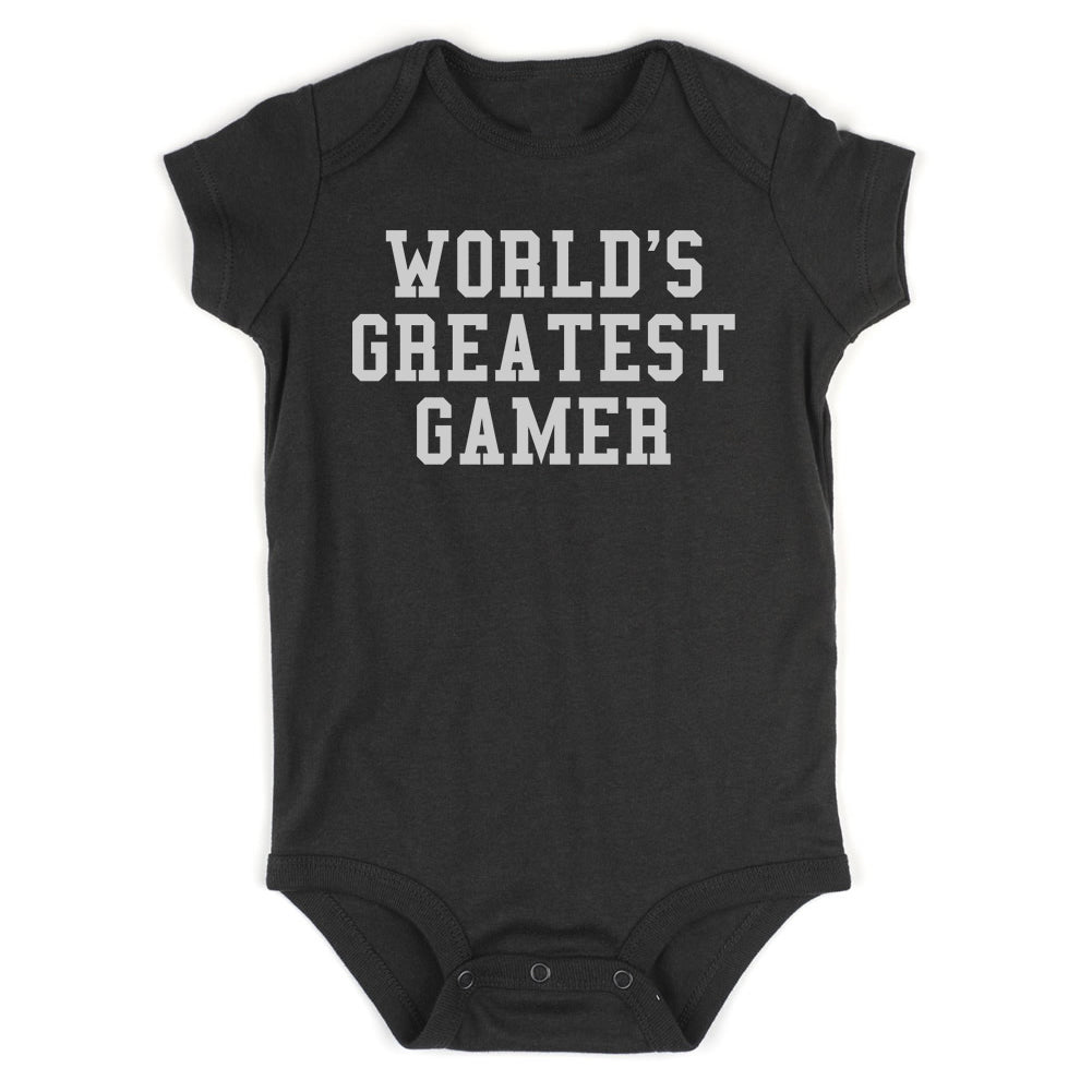 Worlds Greatest Gamer Funny Gaming Infant Baby Boys Bodysuit Black