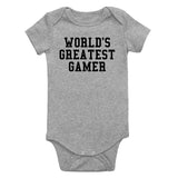 Worlds Greatest Gamer Funny Gaming Infant Baby Boys Bodysuit Grey