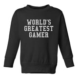 Worlds Greatest Gamer Funny Gaming Toddler Boys Crewneck Sweatshirt Black