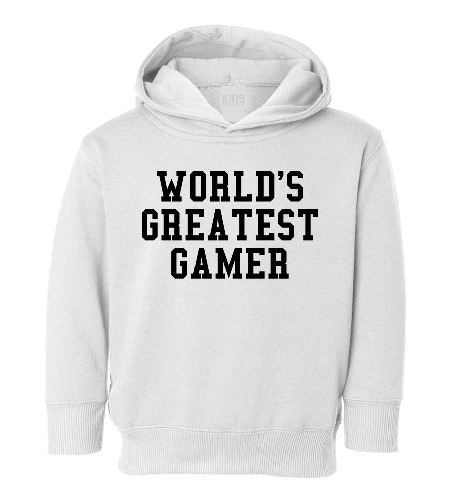 Worlds Greatest Gamer Funny Gaming Toddler Boys Pullover Hoodie White