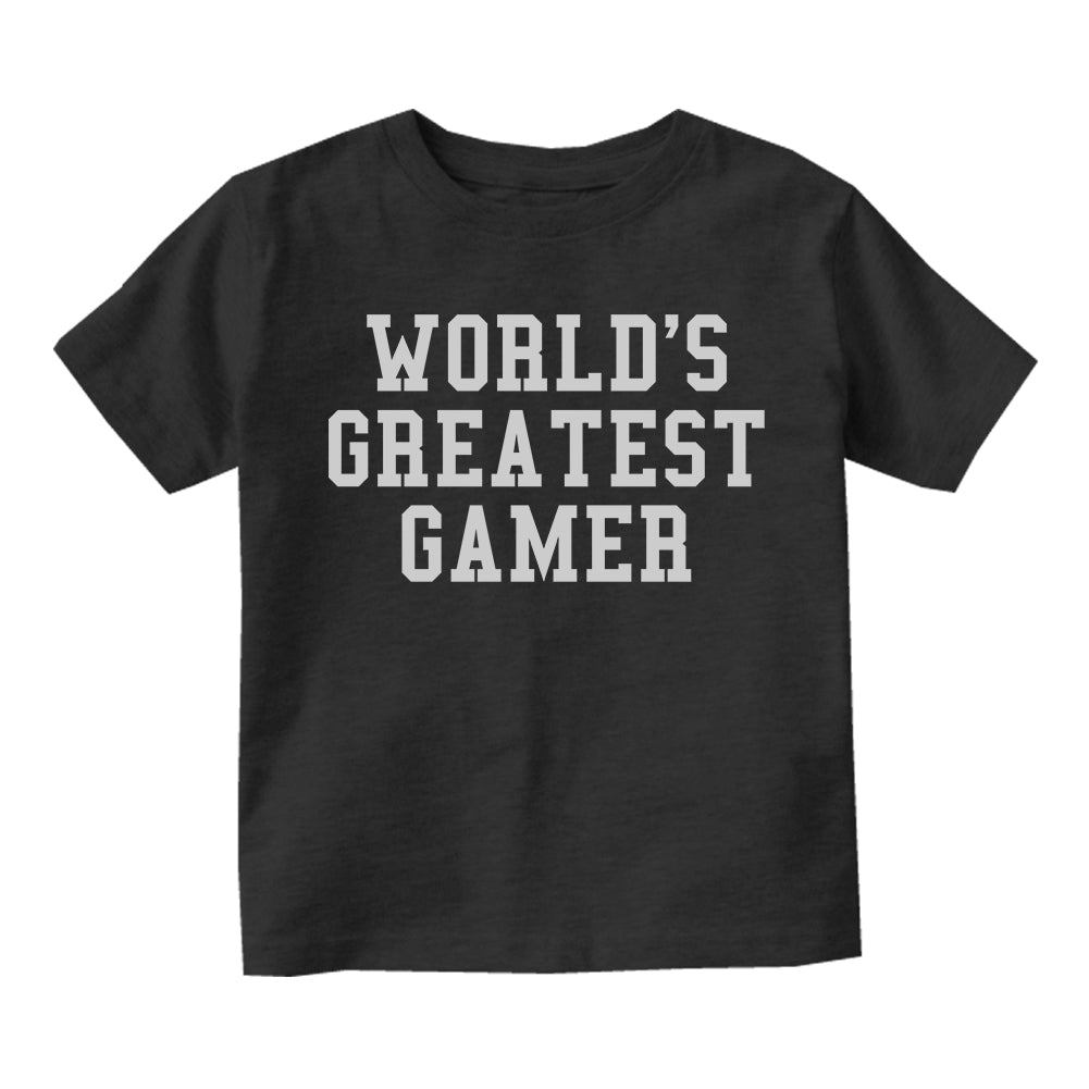 Worlds Greatest Gamer Funny Gaming Toddler Boys Short Sleeve T-Shirt Black