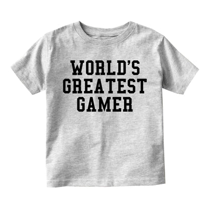 Worlds Greatest Gamer Funny Gaming Toddler Boys Short Sleeve T-Shirt Grey