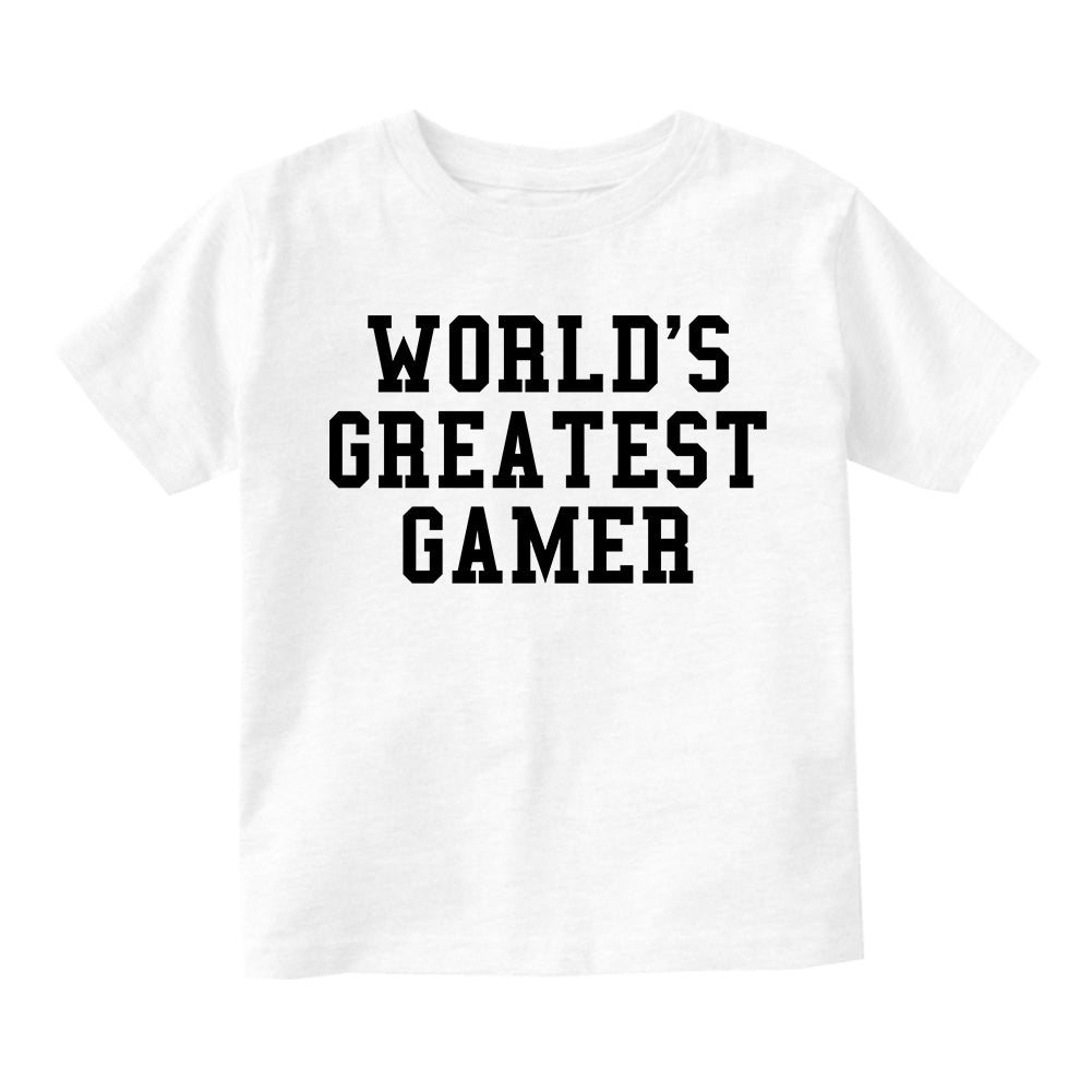 Worlds Greatest Gamer Funny Gaming Toddler Boys Short Sleeve T-Shirt White