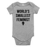 Worlds Smallest Feminist Fist Baby Bodysuit One Piece Grey
