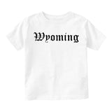 Wyoming State Old English Infant Baby Boys Short Sleeve T-Shirt White