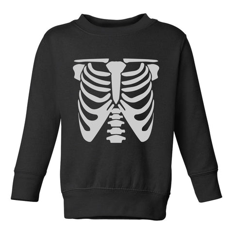 X Ray Skeleton Halloween Costume Toddler Boys Crewneck Sweatshirt Black