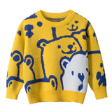Yellow Bear Pattern Toddler Boys Knitted Sweater