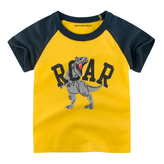Yellow Roar T-Rex Graphic RM Toddler Boys Raglan T-Shirt