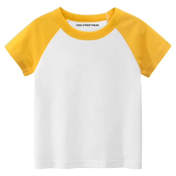 Yellow Toddler Boys Blank Short Sleeve Baseball Raglan T-Shirt White