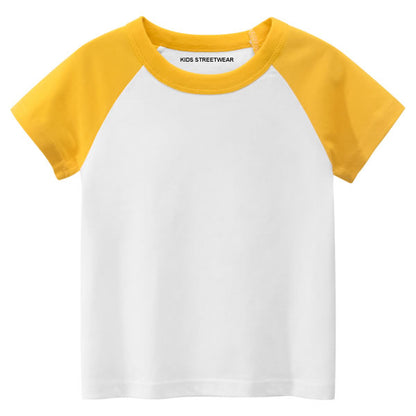 Yellow Toddler Boys Blank Short Sleeve Baseball Raglan T-Shirt White