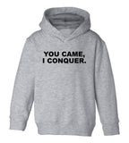 You Came I Conquer Funny Toddler Boys Pullover Hoodie Grey