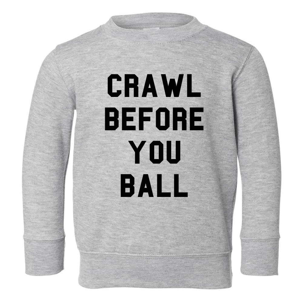 Crawl Before You Ball Toddler Kids Sweatshirt in Grey