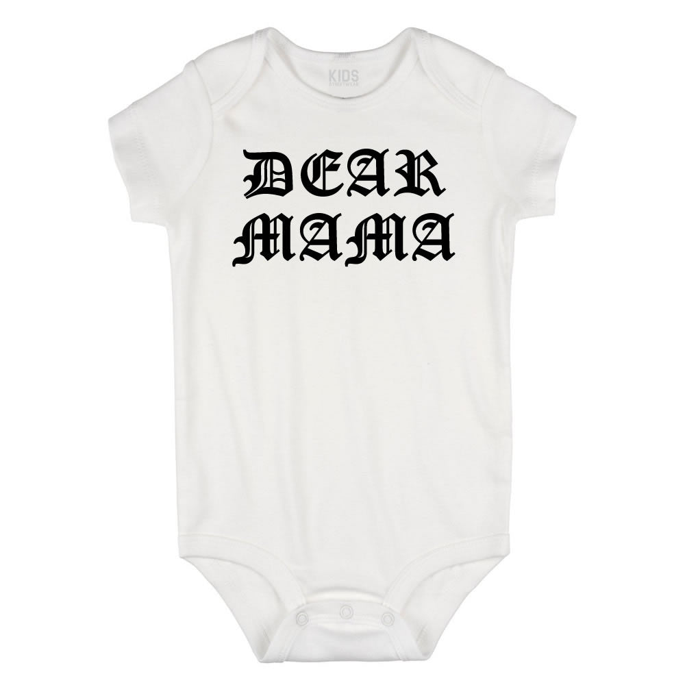 Dear Mama Infant Onesie Bodysuit in White