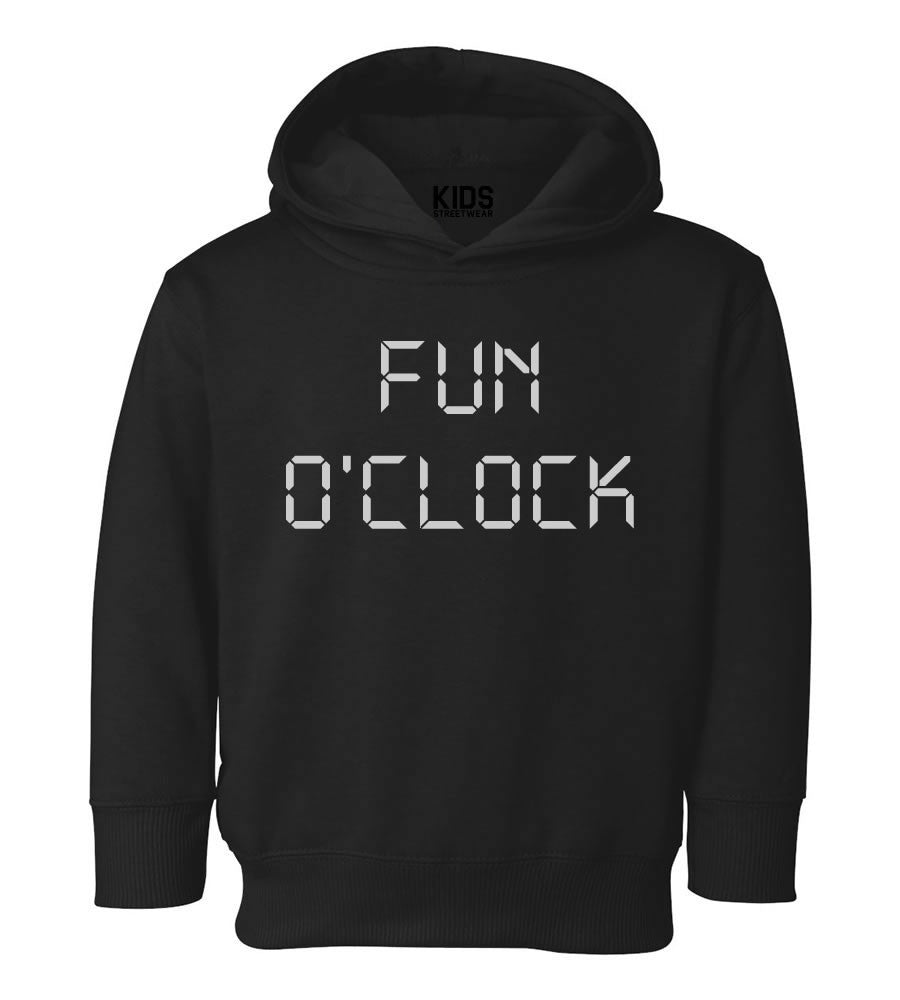 Fun O'Clock Toddler Kids Pullover Hoodie Hoody in Black