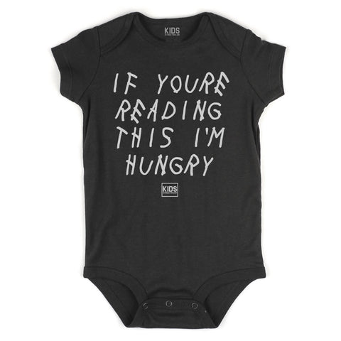 If Youre Reading This I'm Hungry Infant Onesie Bodysuit in Black