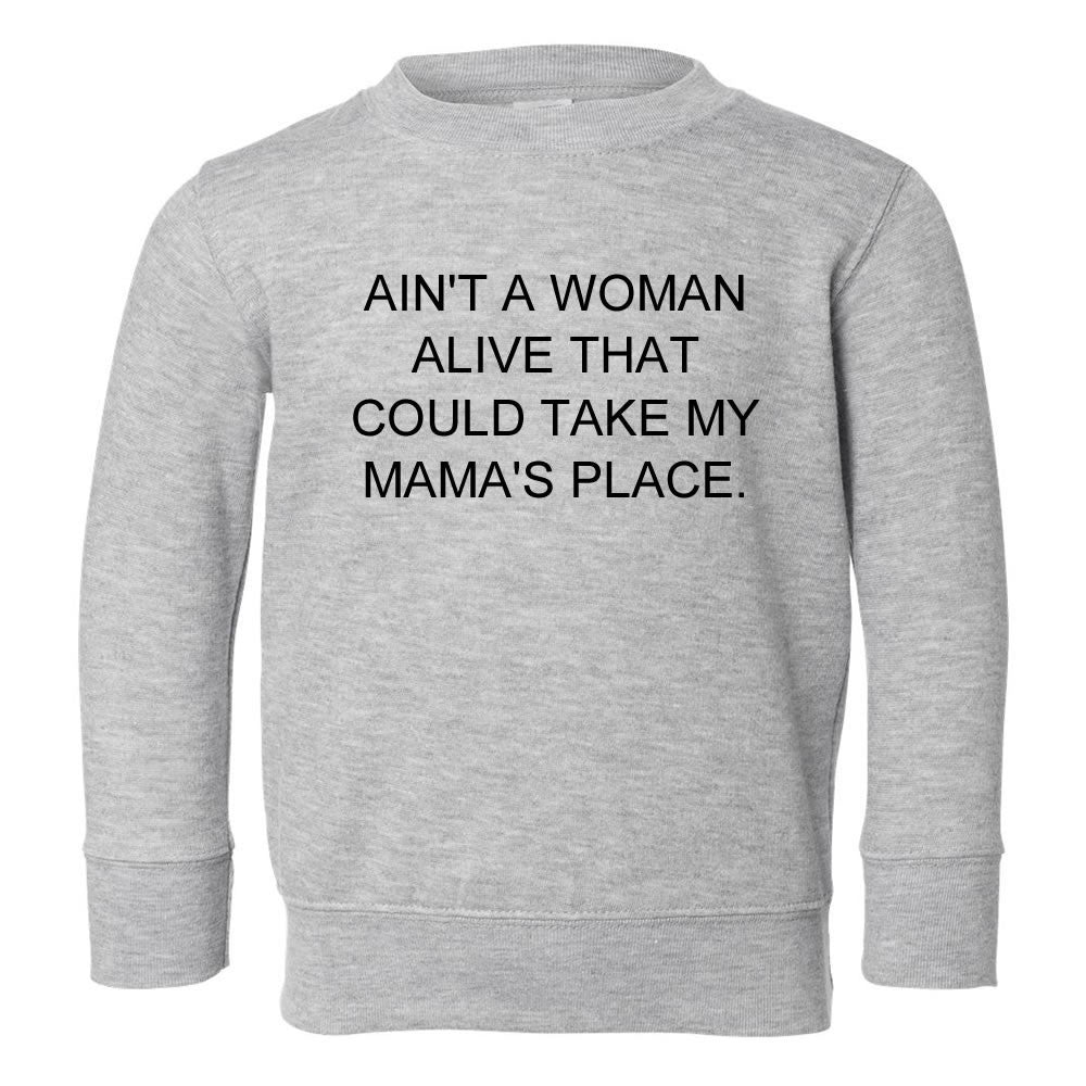 Ain't A Woman Alive That Can Take My Mama's Place Toddler Kids Sweatshirt in Grey