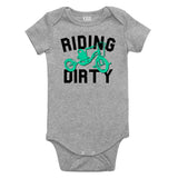 Riding Dirty Tricycle Infant Onesie Bodysuit in Grey