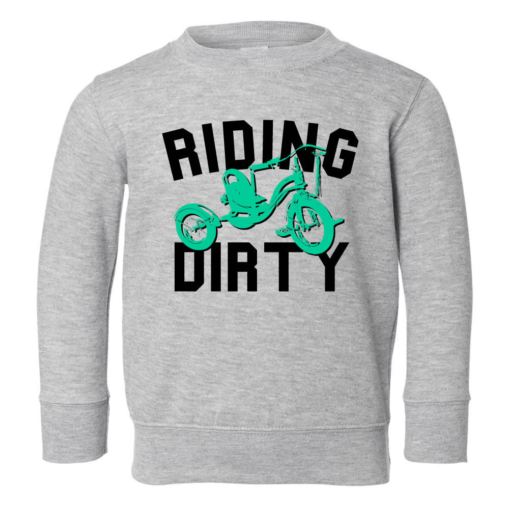 Riding Dirty Tricycle Toddler Kids Sweatshirt in Grey