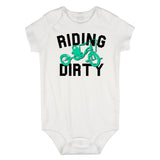 Riding Dirty Tricycle Infant Onesie Bodysuit in White