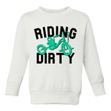 Riding Dirty Tricycle Toddler Kids Sweatshirt in White