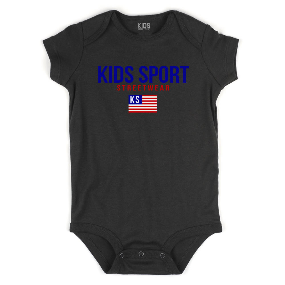 Kids Sport Streetwear Infant Onesie Bodysuit in Black