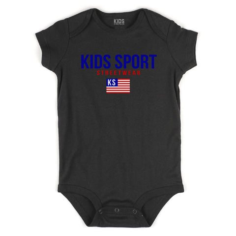 Kids Sport Streetwear Infant Onesie Bodysuit in Black